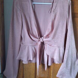 Missguided + Blush Tie-Front Blouse
